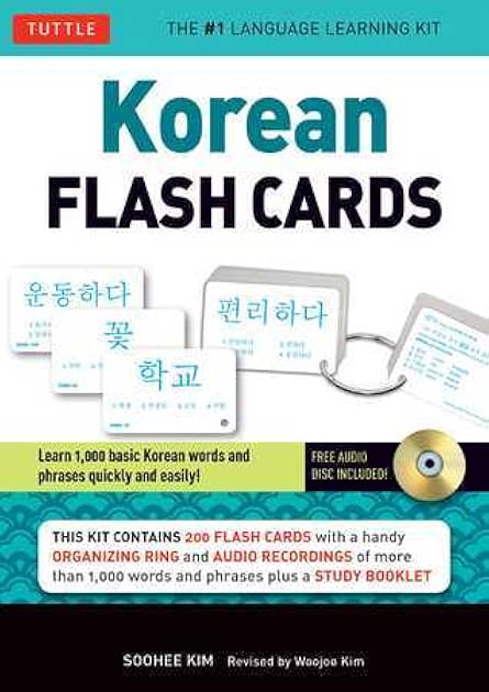 Korean Flash Cards Kit: Learn 1,000 Basic Korean Words and Phrases Quickly and Easily! (Hangul & Romanized Forms) Downloadable Audio Included