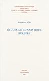 Etudes de Linguistique Berbere (Collection Linguistique de la Société de Linguistique de Paris) (French Edition)