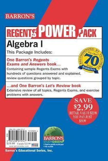 Regents Algebra I Power Pack: Let's Review Algebra I + Regents Exams and Answers: Algebra I (Barron's Regents NY)