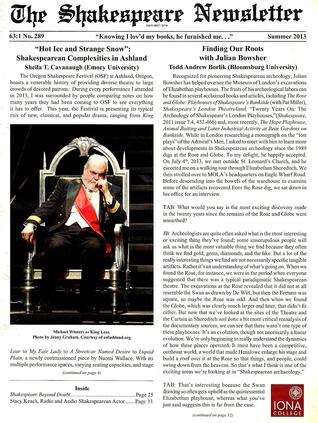 The Shakespeare Newsletter (63:1, #289, Summer 2013)