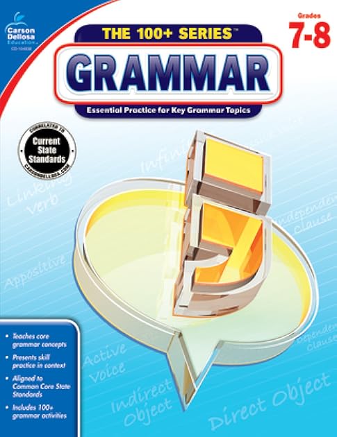 Carson Dellosa | The 100 Series: Grammar Workbook Grades 7-8, Language Arts, 128pgs (Volume 11)