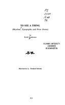 To See A Thing (Rhythms, Typographs, and Prose Poems)