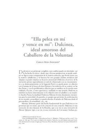 "Ella pelea en mí y vence en mí": Dulcinea, ideal amoroso del Caballero de la Voluntad (ebook)