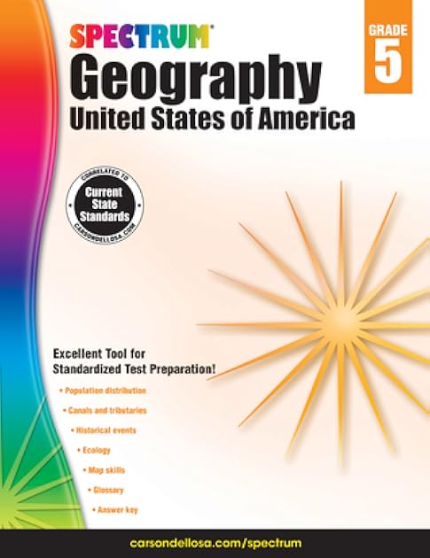 Spectrum Grade 5 US Geography Workbook, Ages 10 to 11, 5th Grade Social Studies, American History, Ecology, and US Map Skills, 5th Grade Geography Workbooks for Kids (Volume 25)