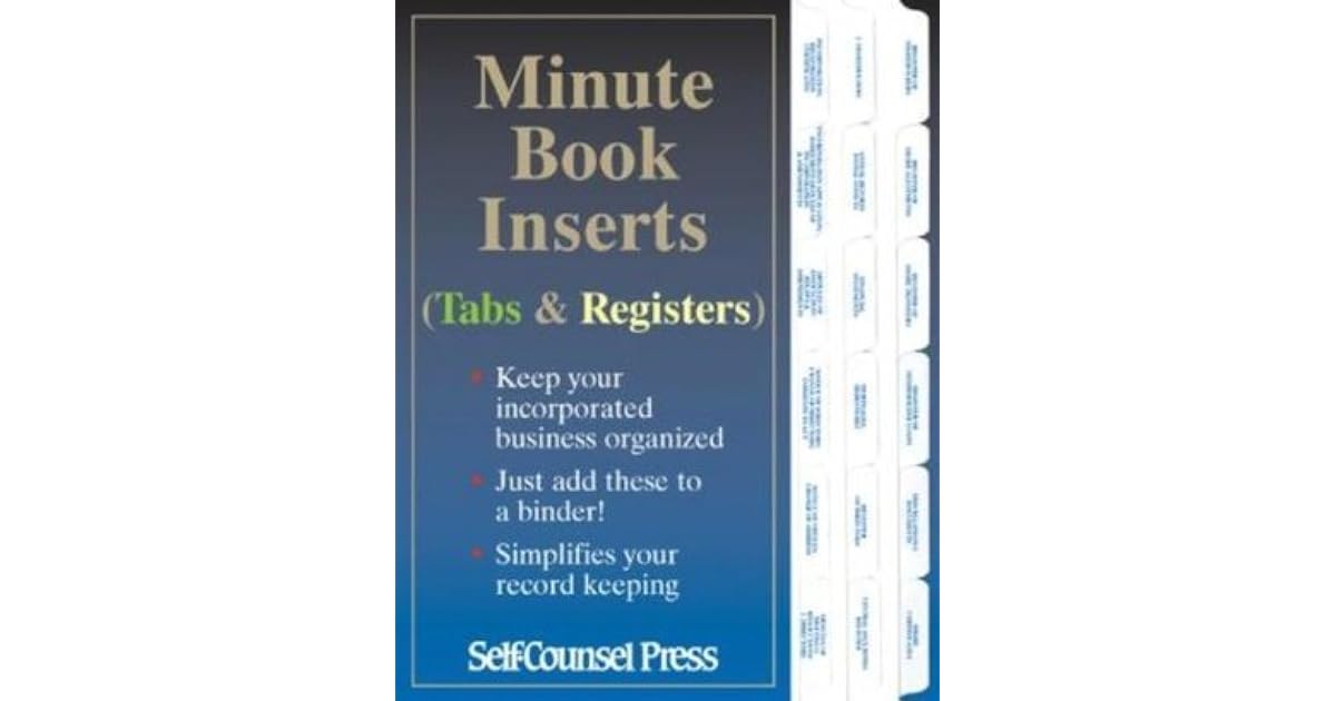 Minute Book Inserts Tabs Registers by SelfCounsel Press