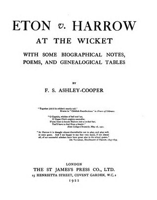 Eton v. Harrow at the Wicket: With Some Biographical Notes, Poems, and Genealogical Tables