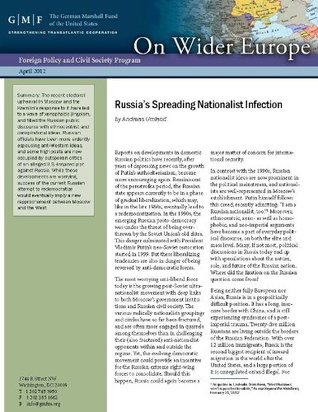 Russia’s Spreading Nationalist Infection (On Wider Europe)