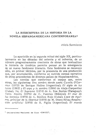 La reescritura de la historia en la novela hispanoamericana contemporánea (Unknown Binding)