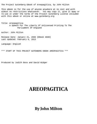 Areopagitica (Project Gutenberg, #608)