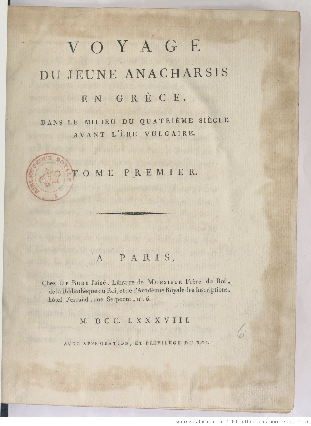 Voyage du jeune Anacharsis en Grèce. Tome 1