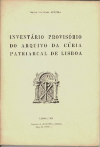 Inventário provisório do Arquivo da Cúria Patriarcal de Lisboa