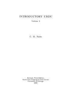 Introductory Urdu (Volume I)