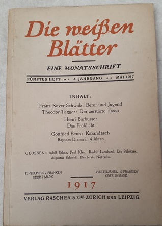 Die weißen Blätter: eine Monatsschrift, 4. Jahrg., Heft 5, Mai 1917