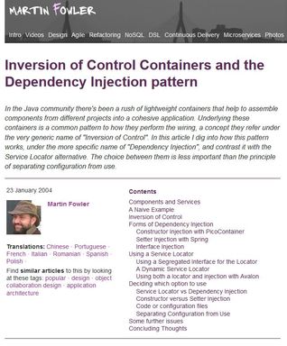 Inversion of Control Containers and the Dependency Injection pattern