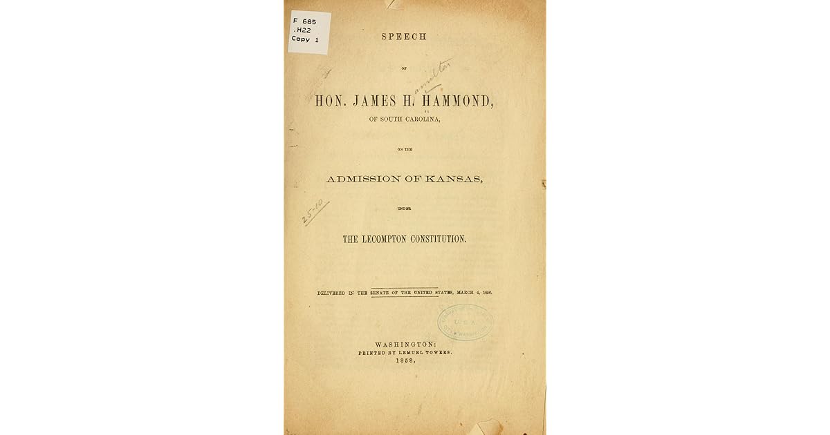 Speech on the admission of Kansas, under the Constitution by