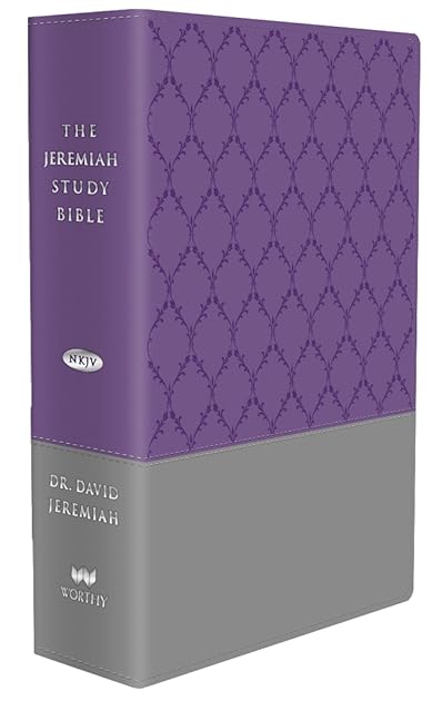 The Jeremiah Study Bible Purple/Gray Burnished Leatherluxe Thumb Index Edition: What It Says. What It Means. What It Means for You., NKJV