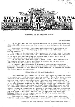 Inter-Klan Newsletter and Action Alert