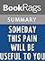 Summary & Study Guide Someday This Pain Will Be Useful to You by Peter Cameron