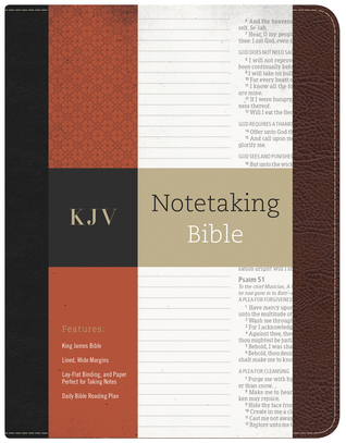 KJV Notetaking Bible, Black/Brown Bonded Leather Hardcover, KJV Holy Bible, Black Letter, Wide Margins, Journaling Space, Single-Column, Reading Plan, Easy-to-Read Bible MCM Type