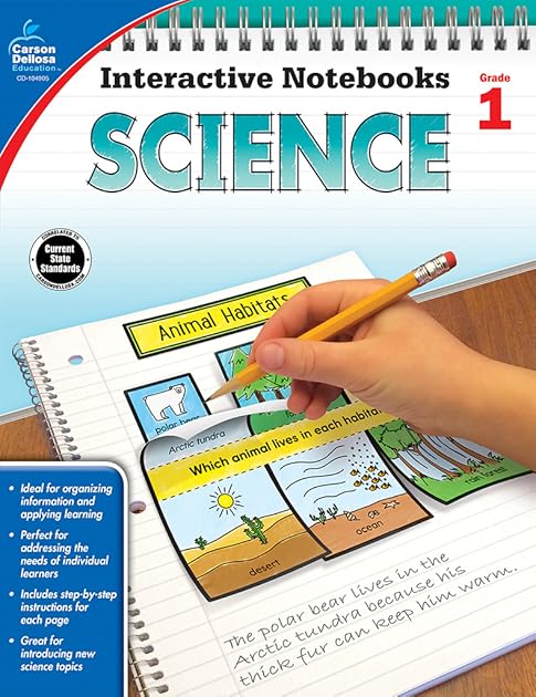 Carson Dellosa 1st Grade Science Workbook, Interactive Notebook for Physical, Space, and Earth Science, Homeschool or Classroom (Interactive Notebooks)