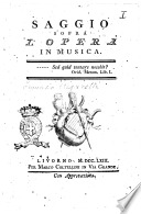 Saggio Sopra L'Opera in Musica