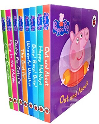 Peppa Pig Children's Picture Flat 8 Board Books Collection Set-Dady Pig Gets Fit, Out and About, Happy Holidays, Busy! Busy! Busy!, Wonderful Weather, The Best Pet, Piggy in the Middle, Creepy Cobwebs (Board book)