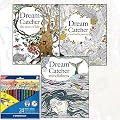 Dream Catcher Anti-Stress Relaxing Adult Colouring 3 Book Art Therapy Collection Pack with 24 Staedtler Pencil
