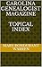 Carolina Genealogist Magazine Topical Index