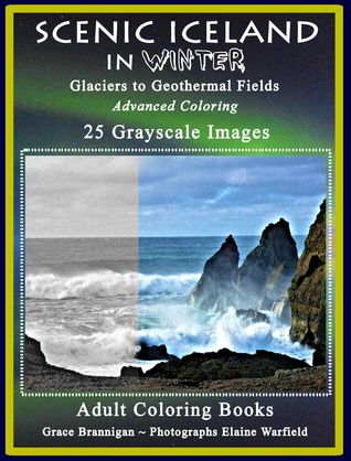 Scenic Iceland in Winter: Glaciers to Geothermal Fields: Advanced Coloring 25 Grayscale Images (Adult Coloring Books)
