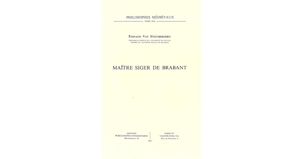 Maître Siger de Brabant by Fernand van Steenberghen