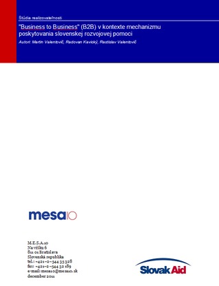 Business to Business (B2B) in the context of the Slovak Development Assistance Mechanism