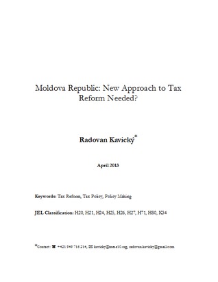 Moldova Republic: New Approach to Tax Reform Needed?