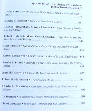 Cult Abuse of Children: Witch Hunt or Reality? (The Journal of Psychohistory, Vol. 21, No. 4)
