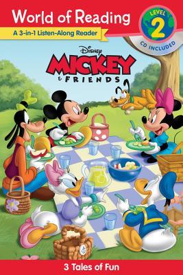 World of Reading Mickey and Friends 3-in-1 Listen-Along Reader (World of Reading Level 2): 3 Fun Tales with CD!