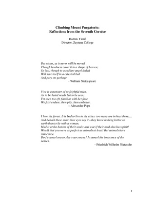 Climbing Mount Purgatorio: Reflections from the Seventh Cornice