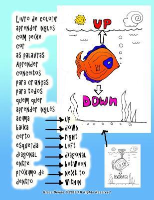 Livro de colorir aprender ingles com peixe cor as palavras Aprender conceitos para crian�as para todos quem quer aprender ingl�s acima baixa certo esquerda diagonal entre pr�ximo de dentro