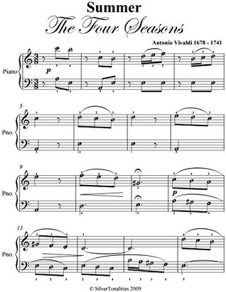 Summer Four Seasons Vivaldi Easy Piano Sheet Music (Kindle Edition)