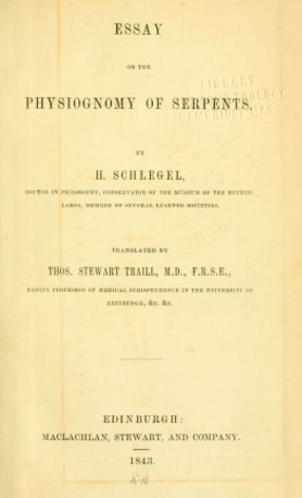 Essay on the Physiognomy of Serpents (Hardcover)
