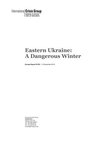 Eastern Ukraine: A Dangerous Winter