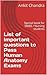 List of Important questions to Pass Human Anatomy Exams by Ankit Chandra