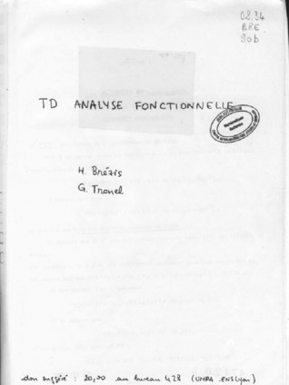 Analyse Fonctionnelle, Recueil De Problèmes Et Exercices