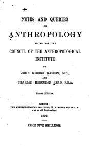 Notes and queries on anthropology