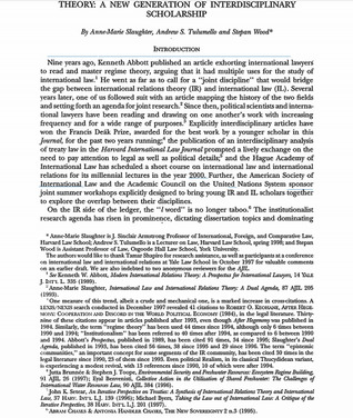 International Law And International Relations Theory: A New Generation Of Interdisciplinary Scholarship