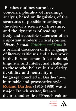 Criticism and Truth (Classic Criticism)