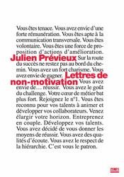 Lettres de non motivation (Paperback)