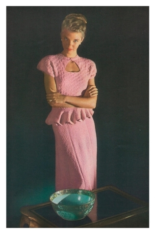 #1465 PETALLED PEPLUM VINTAGE KNITTING PATTERN