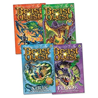 Beast Quest Series 15 Pack, 4 books, RRP £19.96 (Wardok The Sky Terror; Xerik The Bone Cruncher; Plexor The Raging Reptile; Quagos The Armoured Beetle).