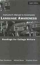 Language Awareness: Readings for College Writers--Instructor's Manual (Hardcover)