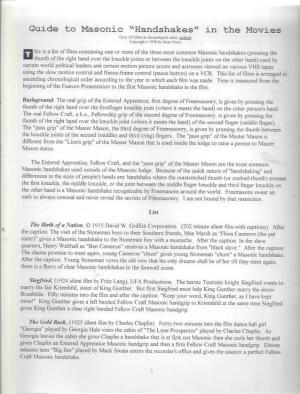 Guide to Masonic "Handshakes" in the Movies (Unknown Binding)