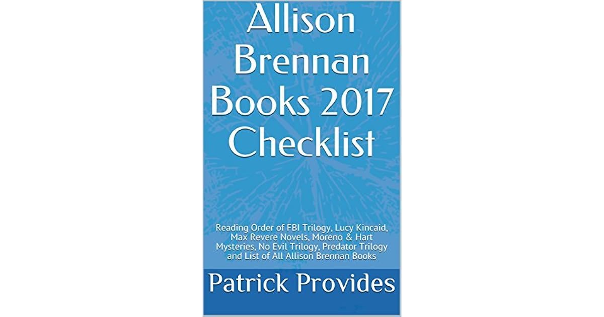 Allison Brennan Books 2017 Checklist Reading Order of FBI Trilogy
